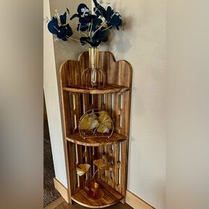Elegant Wooden Wall Shelf with Gold Accents